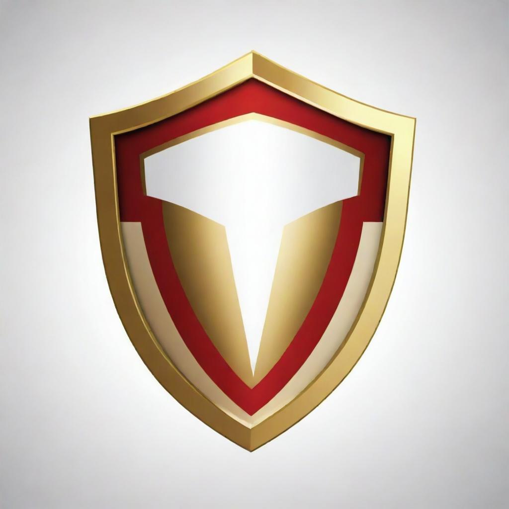 Design a logo featuring a golden and red striped shield with a white background on the inside.