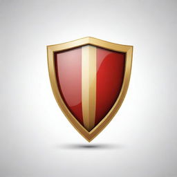 Design a golden and red striped shield logo against a white background