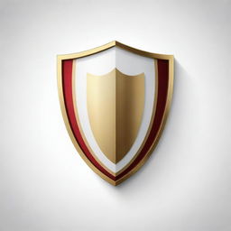 Design a golden and red striped shield logo against a white background