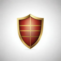 Design a golden and red striped shield logo against a white background