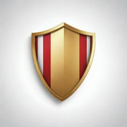 Design a golden and red striped shield logo against a white background