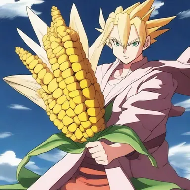 In the anime series, the main character uses dent corn to summon a powerful magical creature that assists him in battle.