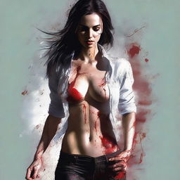 This is a high-quality digital art featuring a full-body shot of an attractive woman