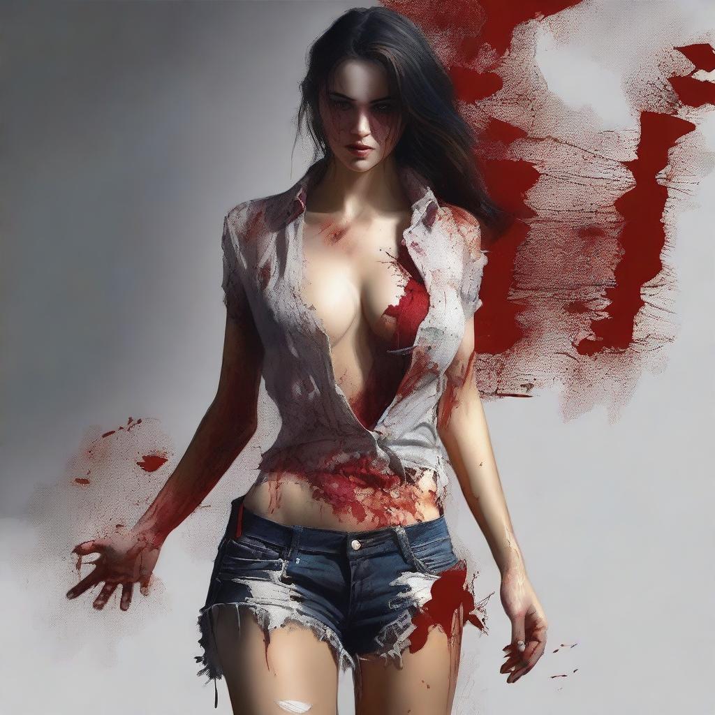 This is a high-quality digital art featuring a full-body shot of an attractive woman