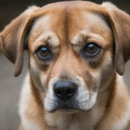 An expressive image of a dog with sad eyes, showing emotion as if appearing to cry.