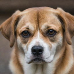 An expressive image of a dog with sad eyes, showing emotion as if appearing to cry.