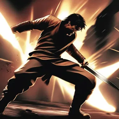 In the intense battle scene, the protagonist's powerful enemy unleashed a series of relentless attacks that flustered him, causing his fighting skills to falter momentarily.