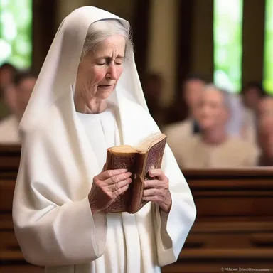 During the sermon, Mary became flustered when she realized she had forgotten her Bible at home.