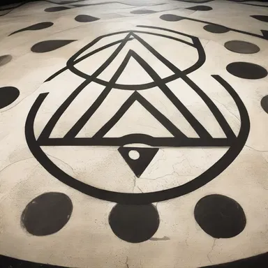 The tetragram symbol was incorporated into the floor design of the modernist building.