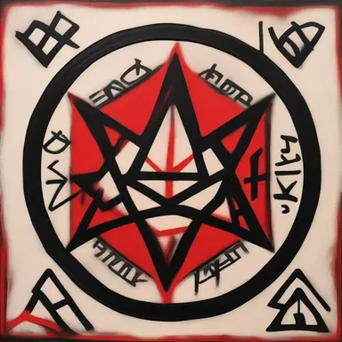 The artist created a striking painting inspired by the ancient tetragram script.