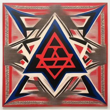 The artist created a striking painting inspired by the ancient tetragram script.