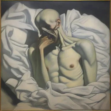 The painting depicted a dyspneic figure struggling to breathe, symbolizing the artist's personal struggle with a respiratory condition.
