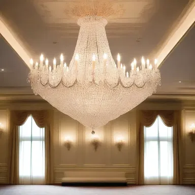 The chandelier in the grand ballroom added a touch of opulence with its twinkling crystals that reflected light in all directions.