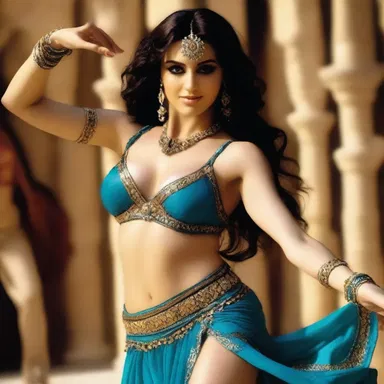 The belly dancer in the movie performed a mesmerizing dance routine with zills on her fingers.
