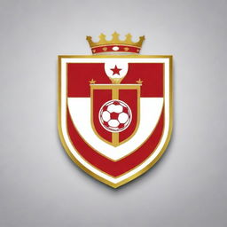 Design a football club crest in red, gold, and white colors.