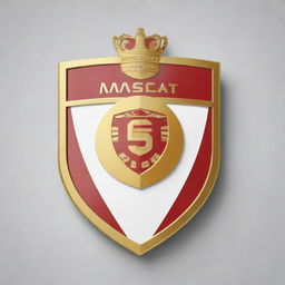 Generate a football club emblem featuring a shield design in red, gold and white.