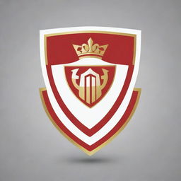 Generate a football club emblem featuring a shield design in red, gold and white.