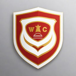 Design a red, golden, and white football club emblem shield.