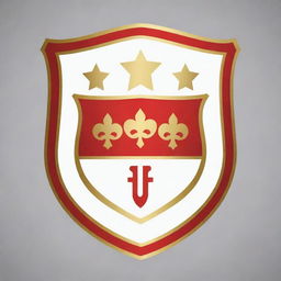 Design a red, golden, and white football club emblem shield.