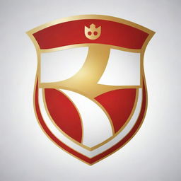 Design a red, golden, and white football club emblem shield.