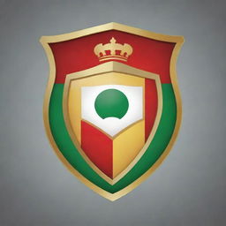 Design a red, gold, white, and green football club emblem shield