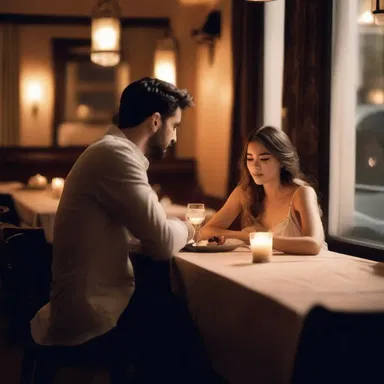 As they sat across from each other in the candlelit restaurant, uneasiness washed over him, fearing that she could see his flaws and imperfections.