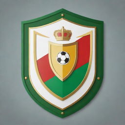 Design a red, gold, white, and green football club emblem shield