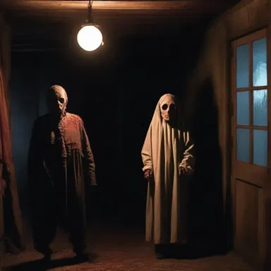 The dark and eerie atmosphere of the haunted house filled the characters with uneasiness.