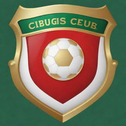 Design a red, gold, white, and green football club emblem shield