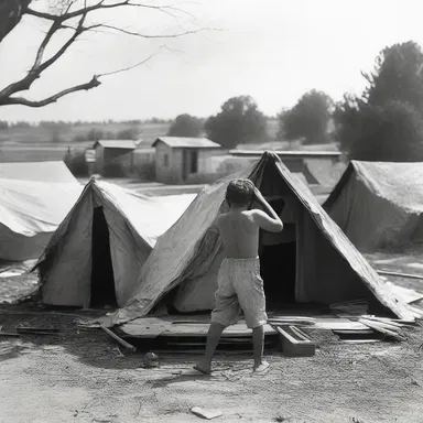 During the Great Depression, many families became roofless due to the economic crisis and were forced to live in makeshift shelters.