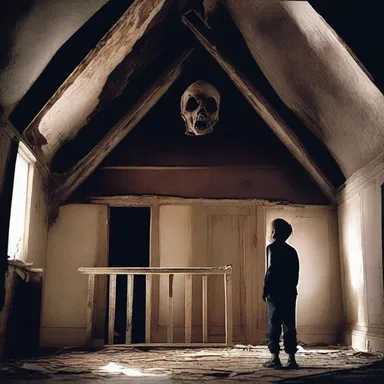 In the haunted house, the main character hears mysterious and chilling screams coming from the roofless attic.