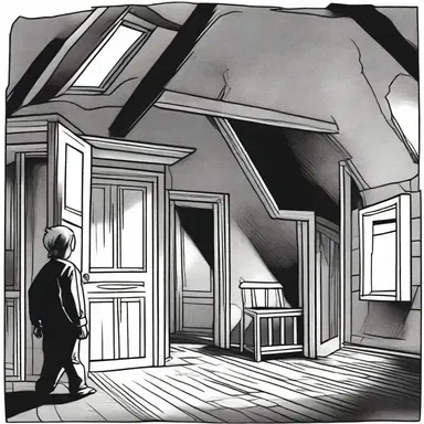 In the haunted house, the main character hears mysterious and chilling screams coming from the roofless attic.