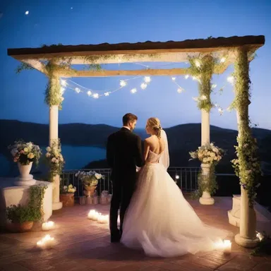 The couple enjoyed a romantic evening under the stars on a roofless terrace, taking in the breathtaking view.
