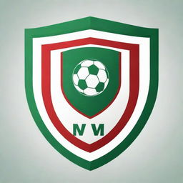 Design a football club emblem shield in red, white, and green colors.