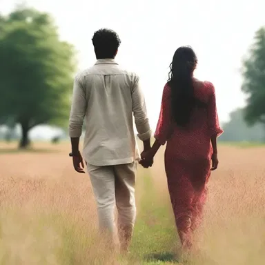 Walking hand in hand through a field of munj, their love grew stronger.