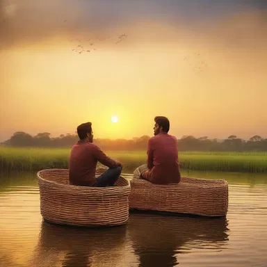 The movie showcased a beautiful scene where characters sat on Munj baskets and enjoyed a breathtaking sunset.