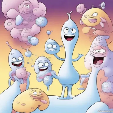 In the cartoon, the main character mistakenly injects a monoploid serum, causing all of the characters to transform into single-chromosomed creatures.