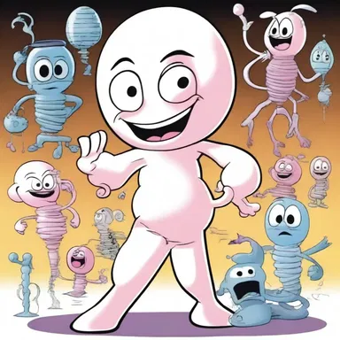In the cartoon, the main character mistakenly injects a monoploid serum, causing all of the characters to transform into single-chromosomed creatures.