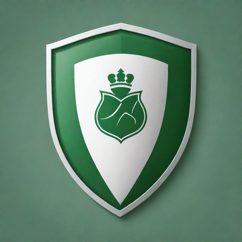 Design a blank football club emblem shield in green and white colors.