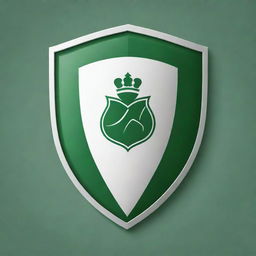 Design a blank football club emblem shield in green and white colors.