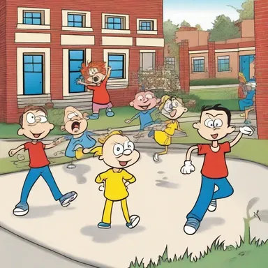 The schoolyard was a hotbed of mischief when the mischievous cartoon characters came to life.