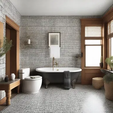 The cross-eyed patterned tiles added a unique touch to the room's design.