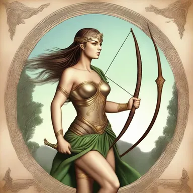 In Greek mythology, the goddess Artemis was often depicted as an armed huntress.