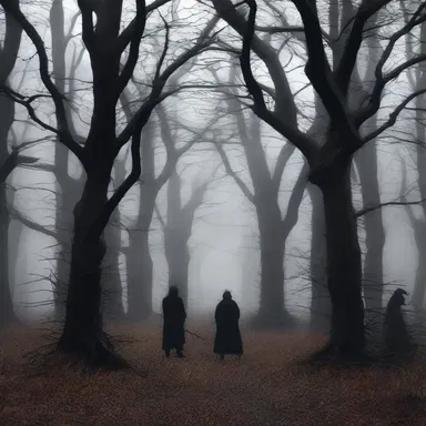 As they entered the dark forest, they were surrounded by armed trees with sharp thorns.
