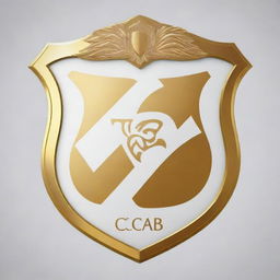 A golden and white football club crest shield design