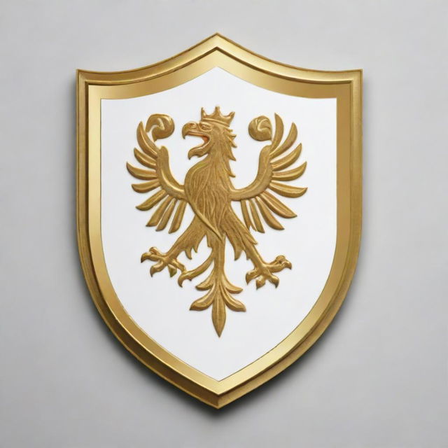 Design a gold and white football club crest shield.