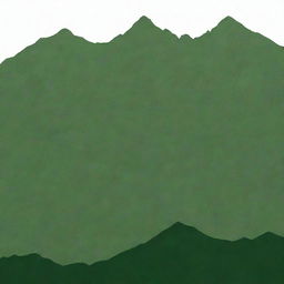 A silhouette of a lush green mountain, rendered as artistic clippings, in PNG format.