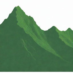 A silhouette of a lush green mountain, rendered as artistic clippings, in PNG format.