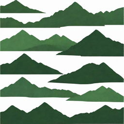 A silhouette of a lush green mountain, rendered as artistic clippings, in PNG format.