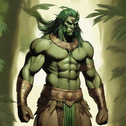 A high-quality, digital art depiction of Enkidu from the Epic of Gilgamesh